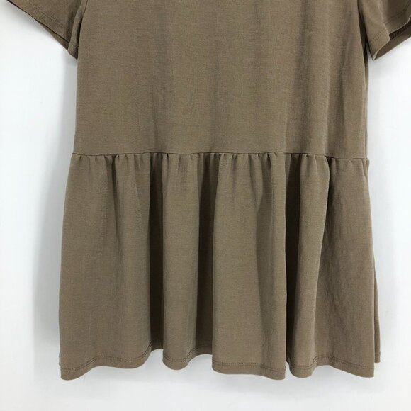 Zara Peplum Short Sleeve Top Khaki Size  S - Picture 15 of 15
